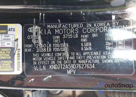 2013 Kia Soul z USA, uszkodzony, nr VIN KNDJT2A59D7627634